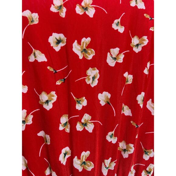 Siren Lily Red Floral Maxi Dress XL Mesh Lined Boho Prairie Peasant Cottagecore - Picture 6 of 9